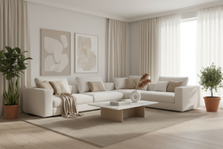 salon moderne tons beige blanc